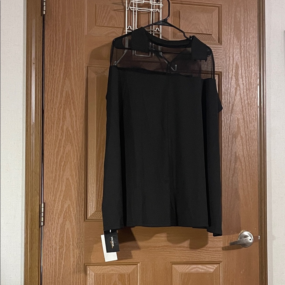 Elegant Black Blouse with Sheer Detail
